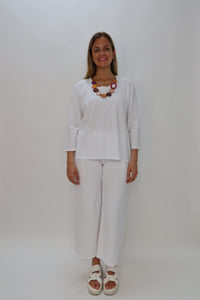 White 100% Cotton 3/4 Sleeve Shirt