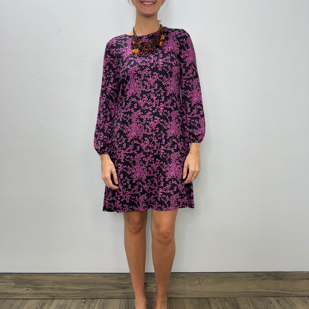 Magenta and Black Berries Pattern Dress