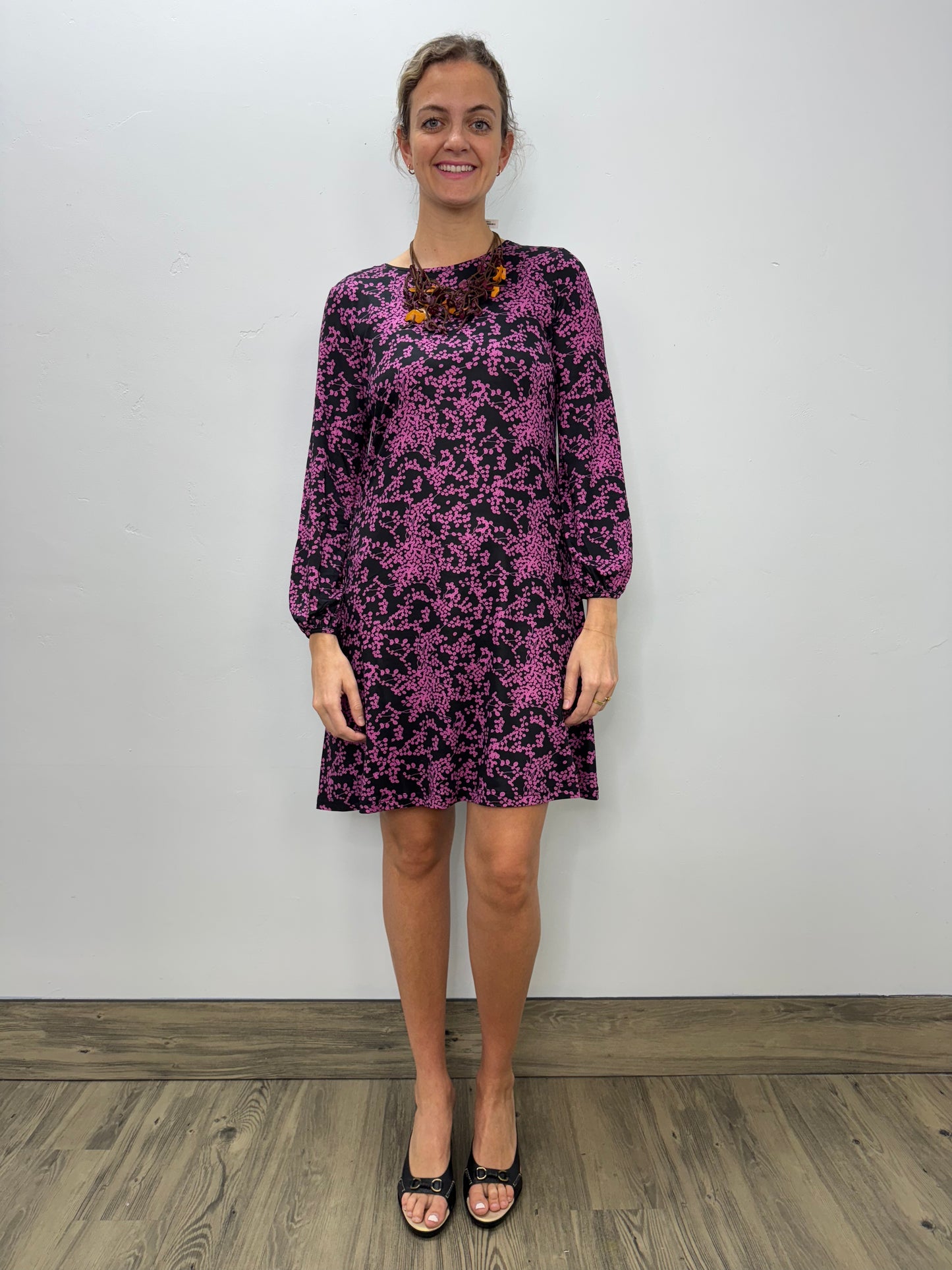 Magenta and Black Berries Pattern Dress