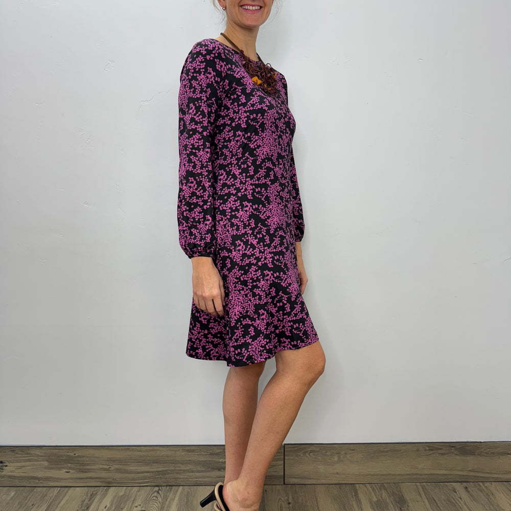 Magenta and Black Berries Pattern Dress