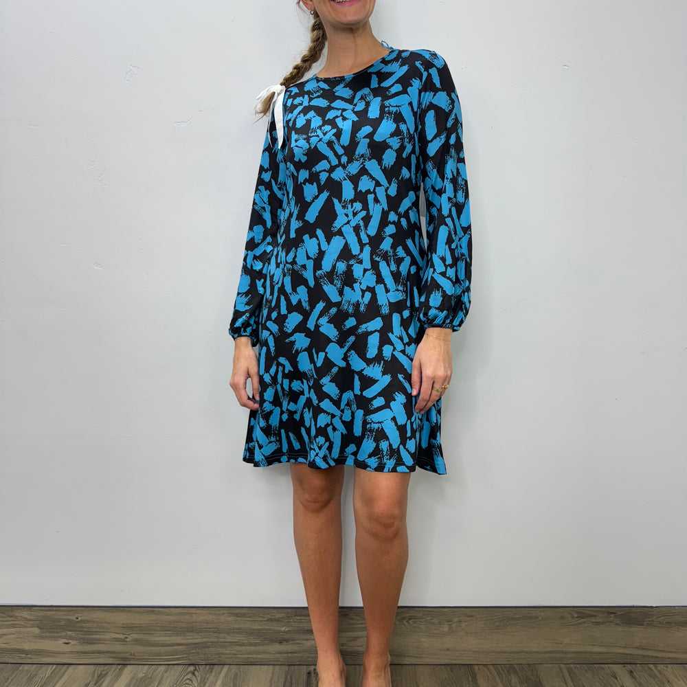 Blue and Black Pattern Dress