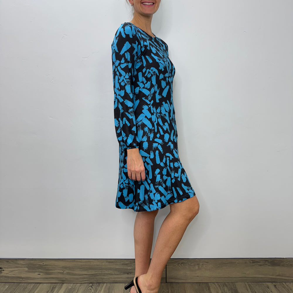 Blue and Black Pattern Dress