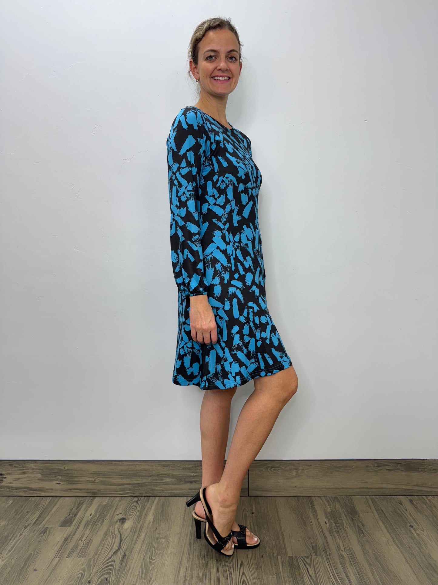 Blue and Black Pattern Dress