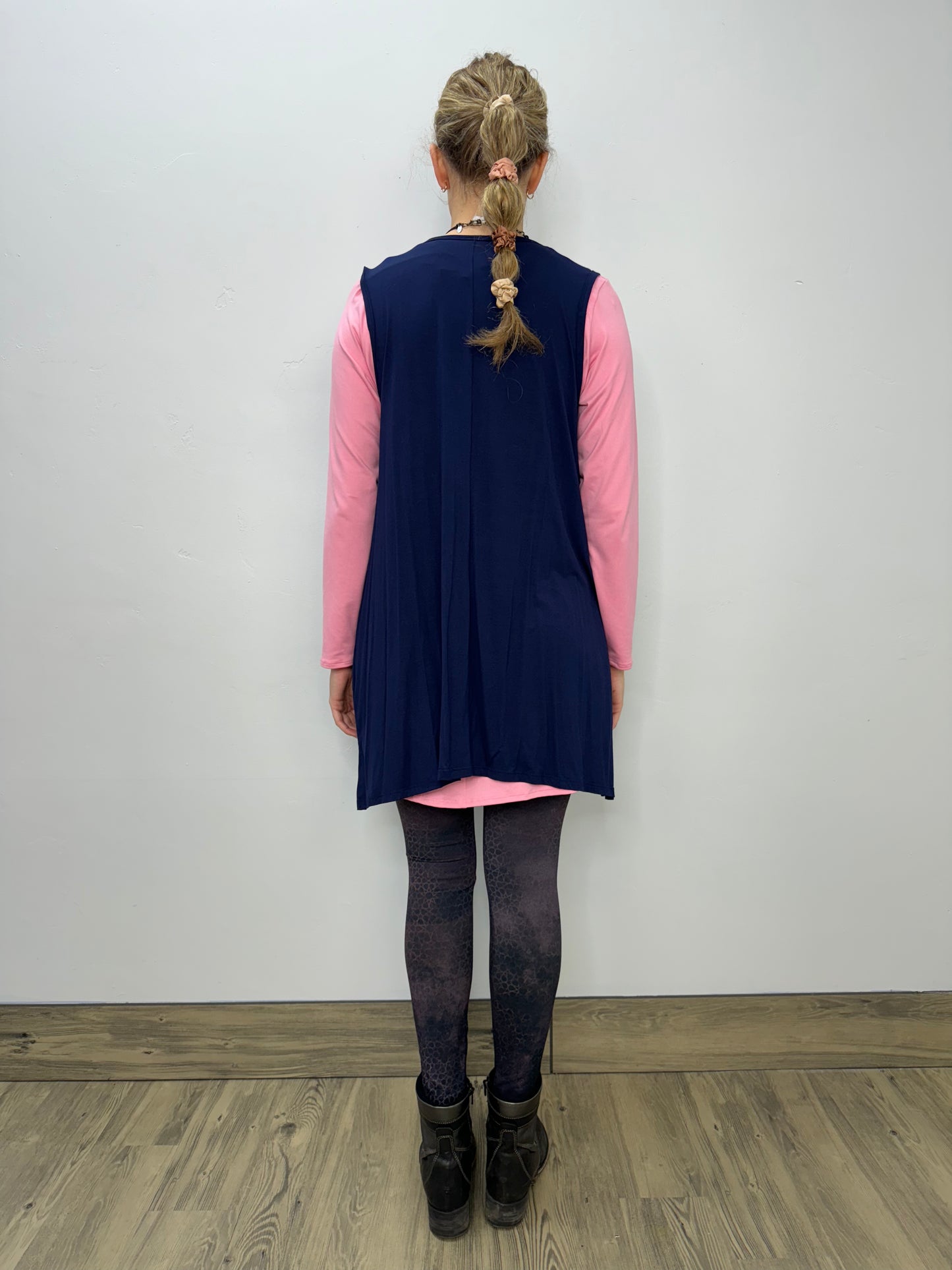 Modal One Button Vest with Pockets - Blueberry