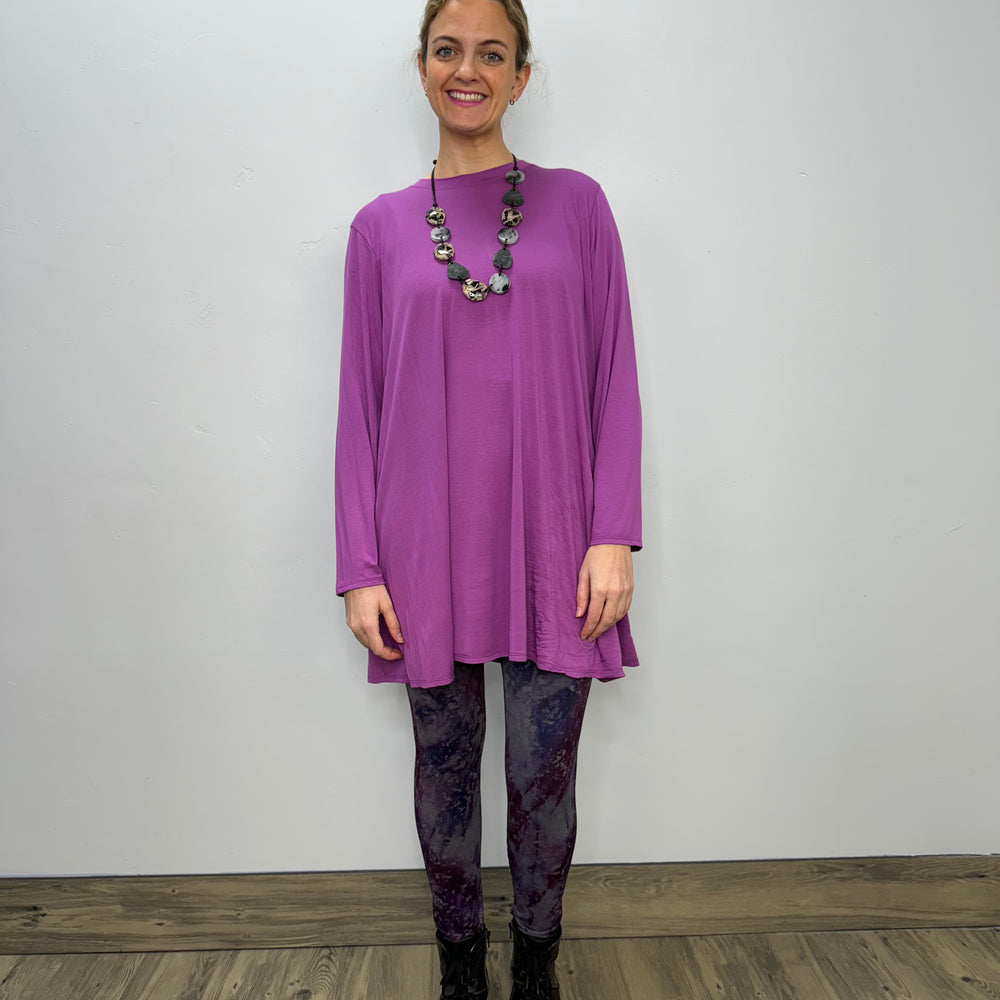 Long Sleeve Basic A-Line Tunic - Orchid