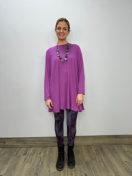 Long Sleeve Basic A-Line Tunic - Orchid