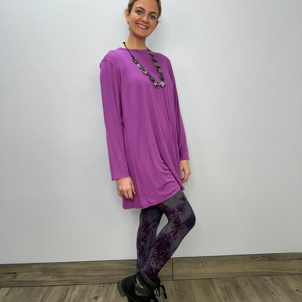 Long Sleeve Basic A-Line Tunic - Orchid