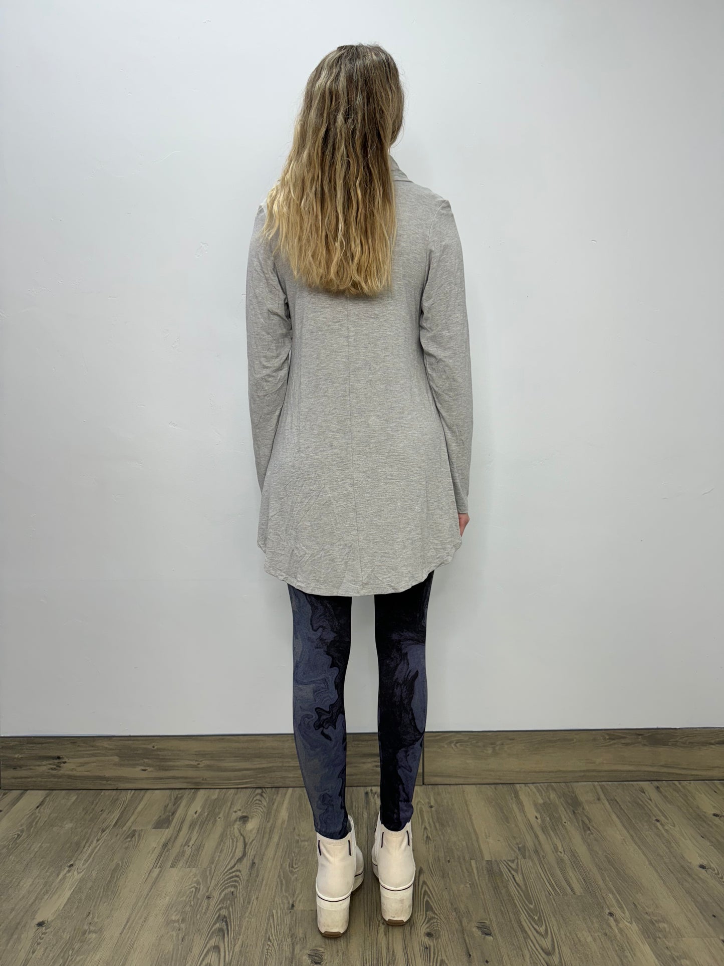 Long Sleeve Modal Cowl Neck - Gray