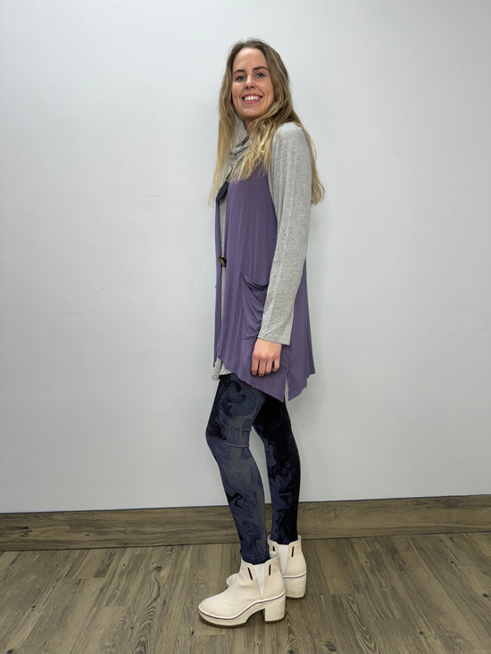 Modal One Button Vest with Pockets - Periwinkle