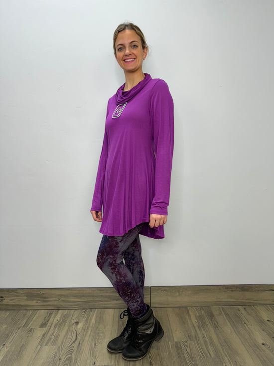 Long Sleeve Bamboo Cotton Cowl Neck - Violet