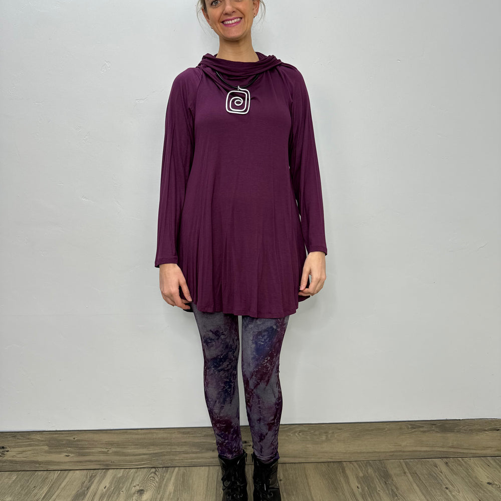 Long Sleeve Modal Cowl Neck - Plum