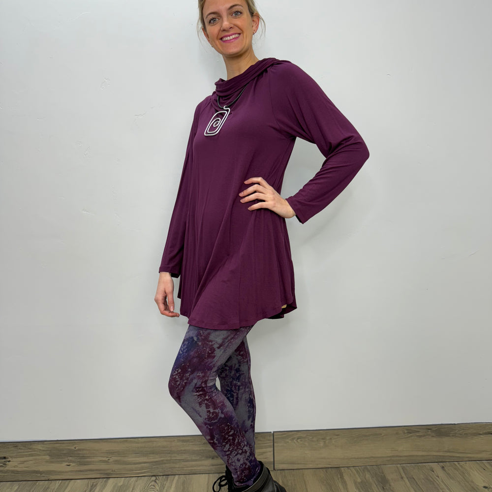 Long Sleeve Modal Cowl Neck - Plum