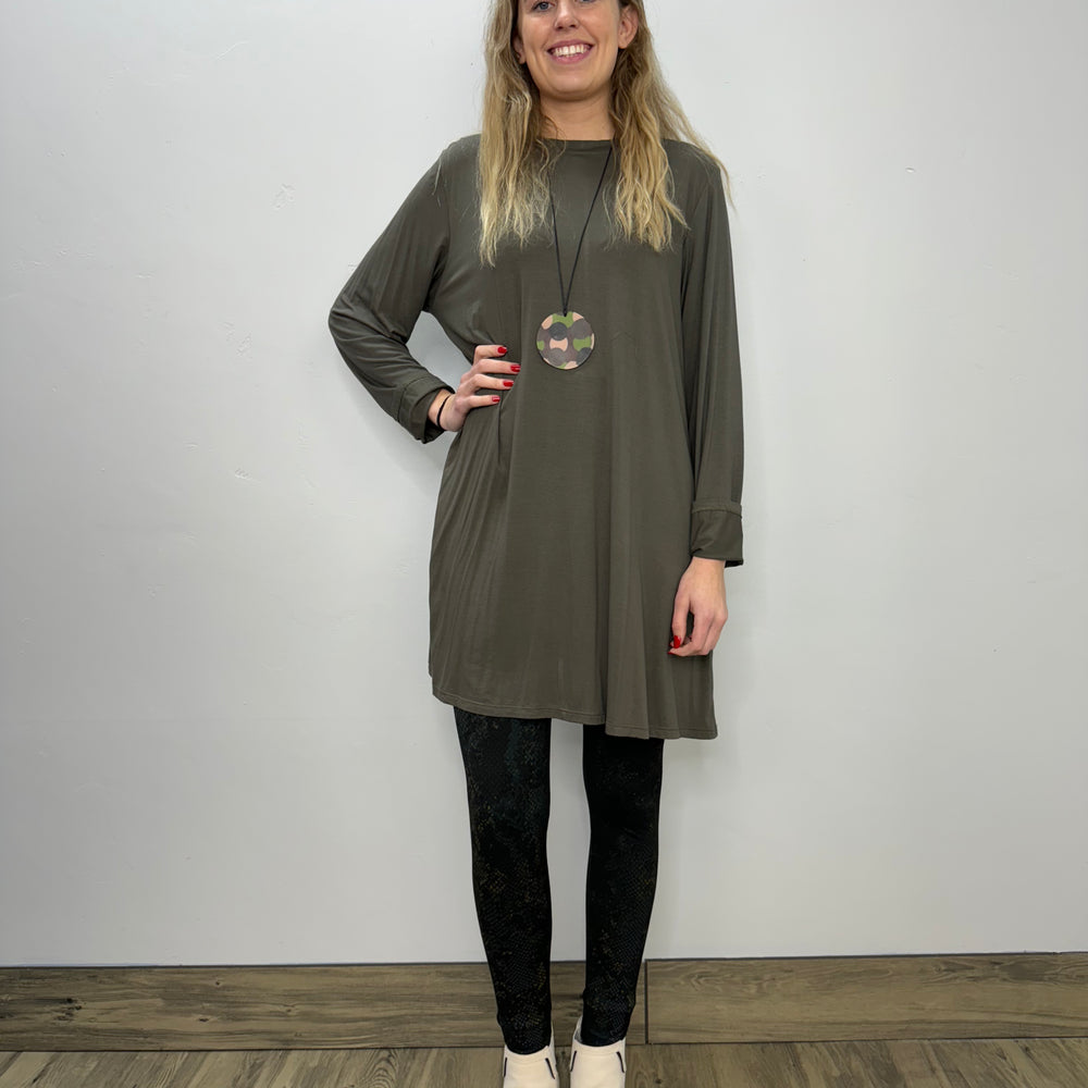 Long Sleeve Basic A-Line Tunic - Gun Metal