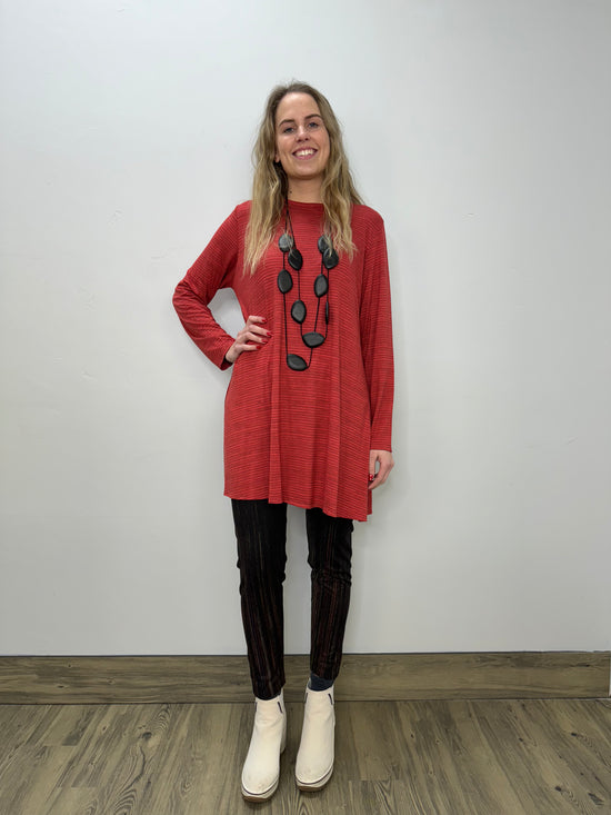 Load image into Gallery viewer, Paprika Stripe Aline Long Sleeve
