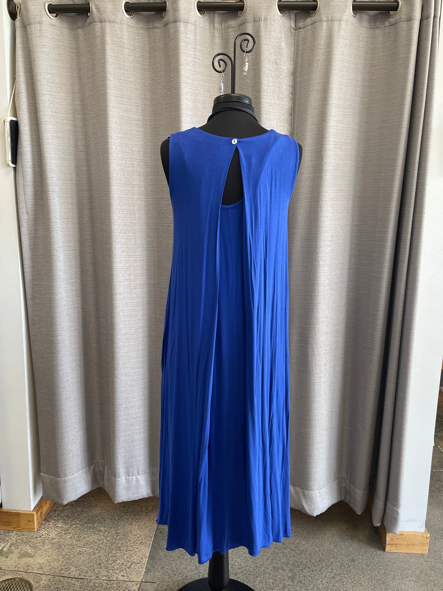Cobalt Blue Sleeveless Double Lined Bamboo Midi Dress