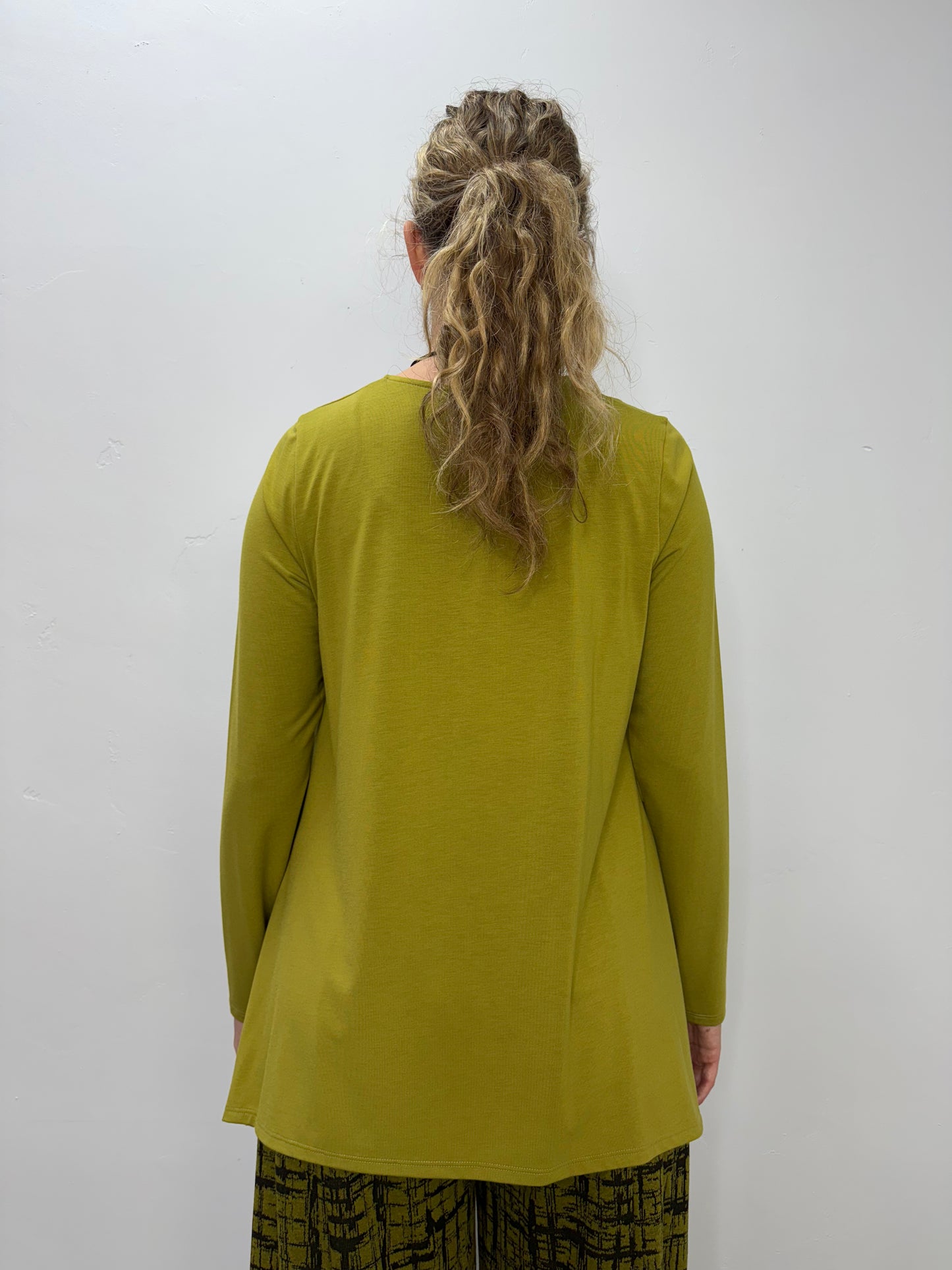 Chive Green Scoop Neck Long Sleeve Gretta Top