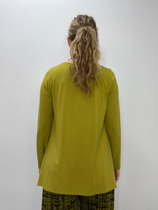 Chive Green Scoop Neck Long Sleeve Gretta Top