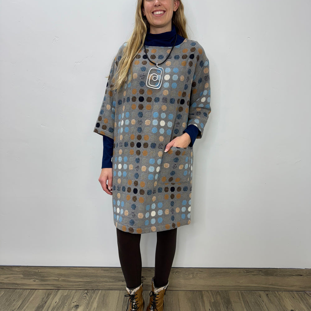 Glaze Blue Polka Dots Wool Tunic Dress