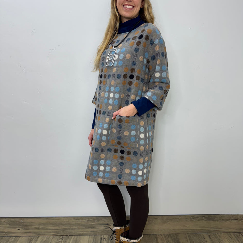 
                  
                    Glaze Blue Polka Dots Wool Tunic Dress
                  
                