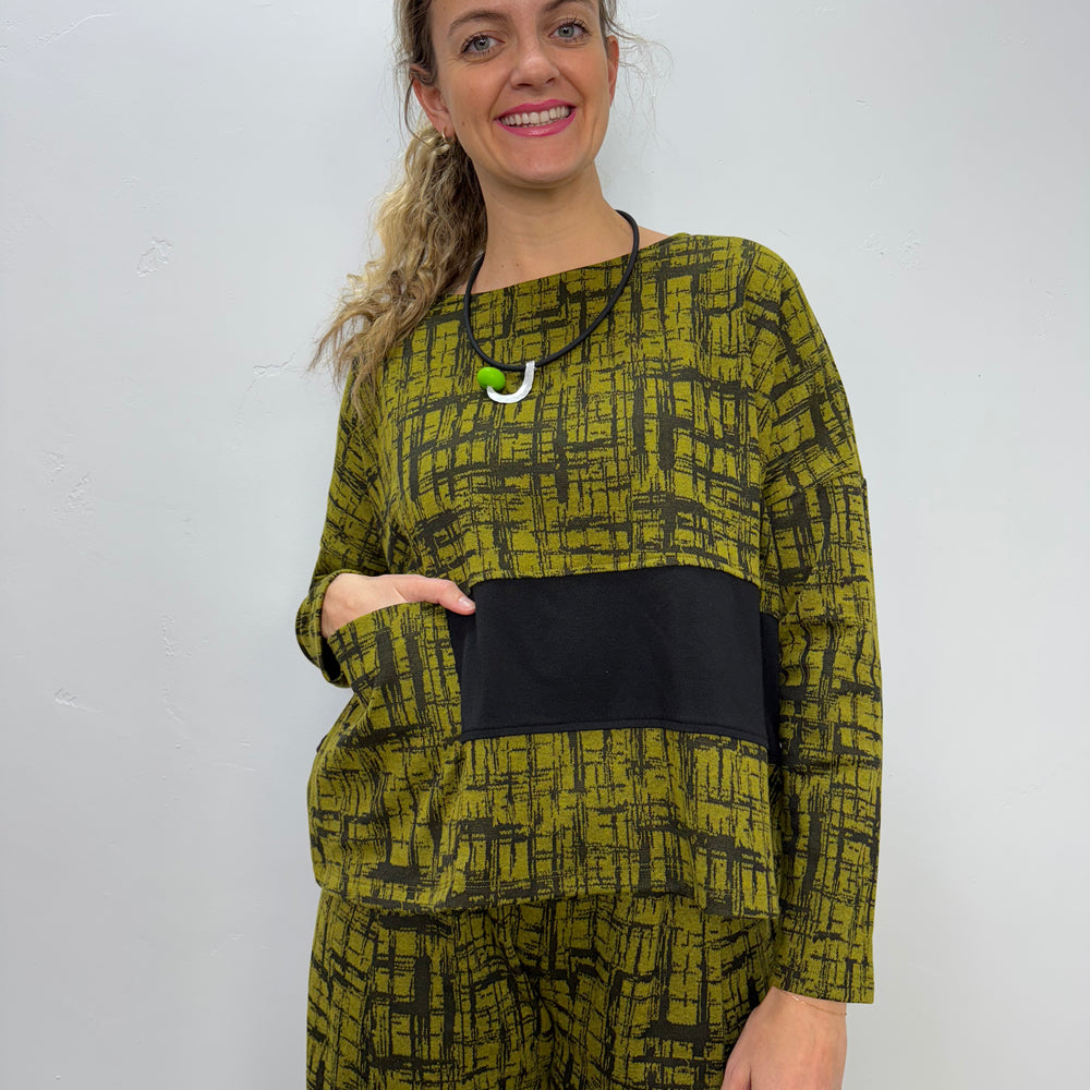 Chive Green Pattern Gwen Top