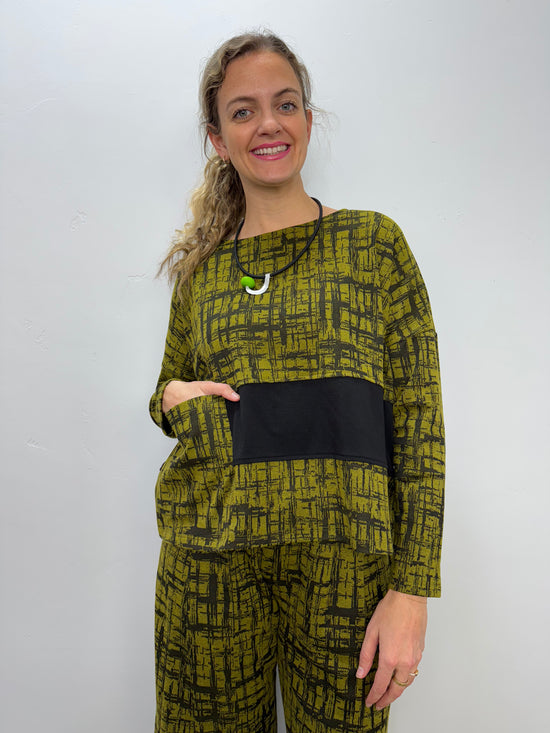 Chive Green Pattern Gwen Top