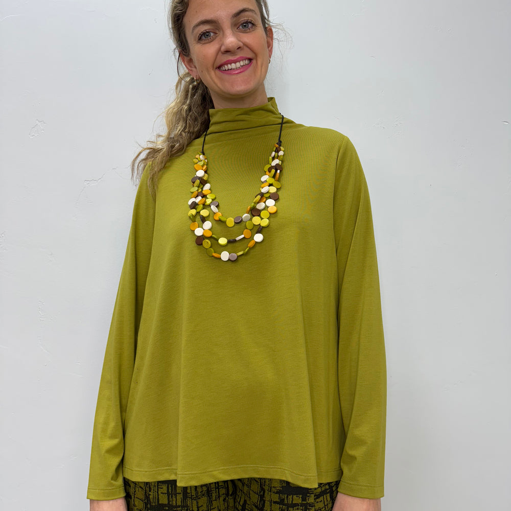 Chive Green Bethany Long Sleeve Cowl Neck Top