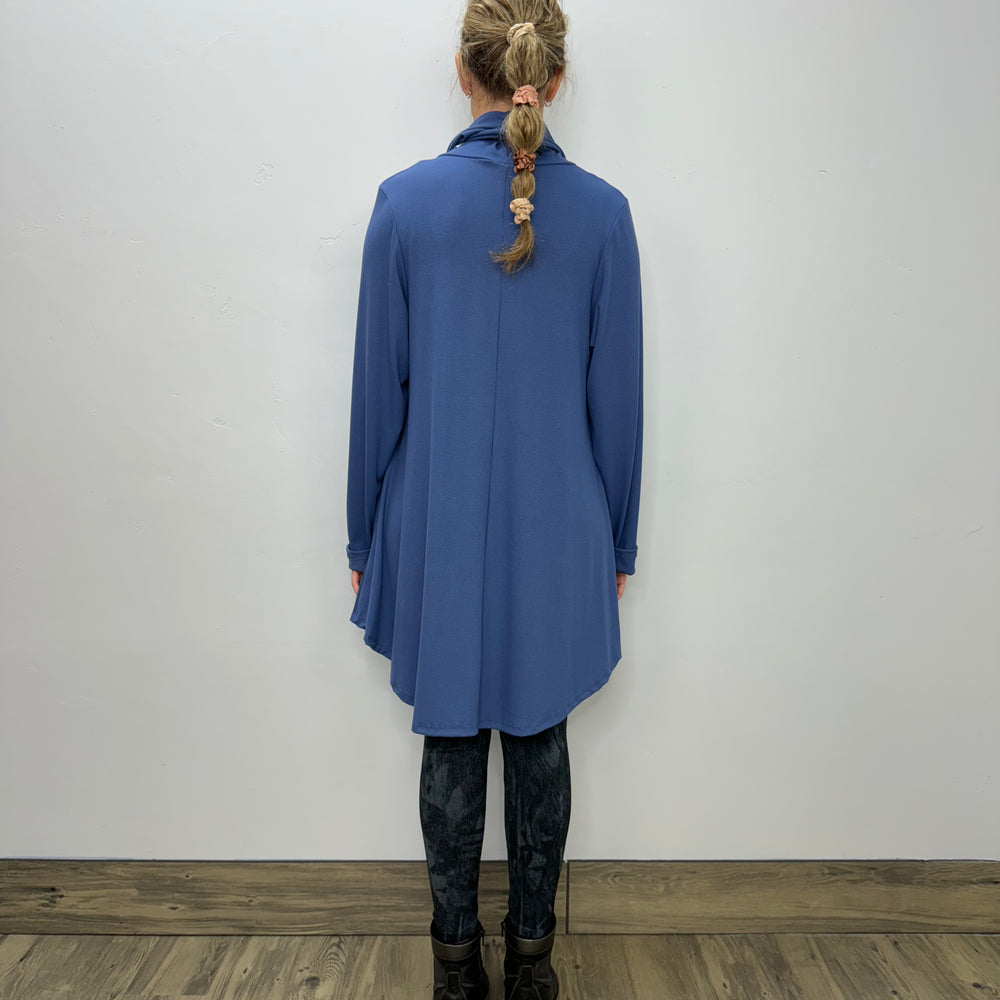 
                  
                    Long Sleeve Ribbed Cowl Neck - Blue Bell
                  
                