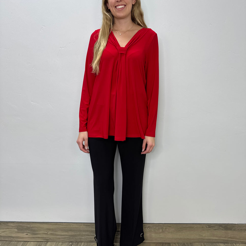 
                  
                    Red Long Sleeve Knot V-Neck Top
                  
                