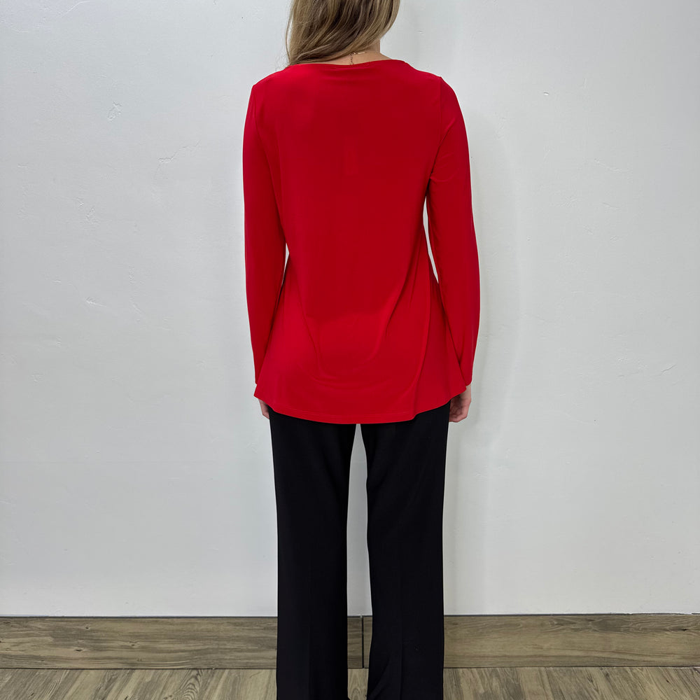 
                  
                    Red Long Sleeve Knot V-Neck Top
                  
                