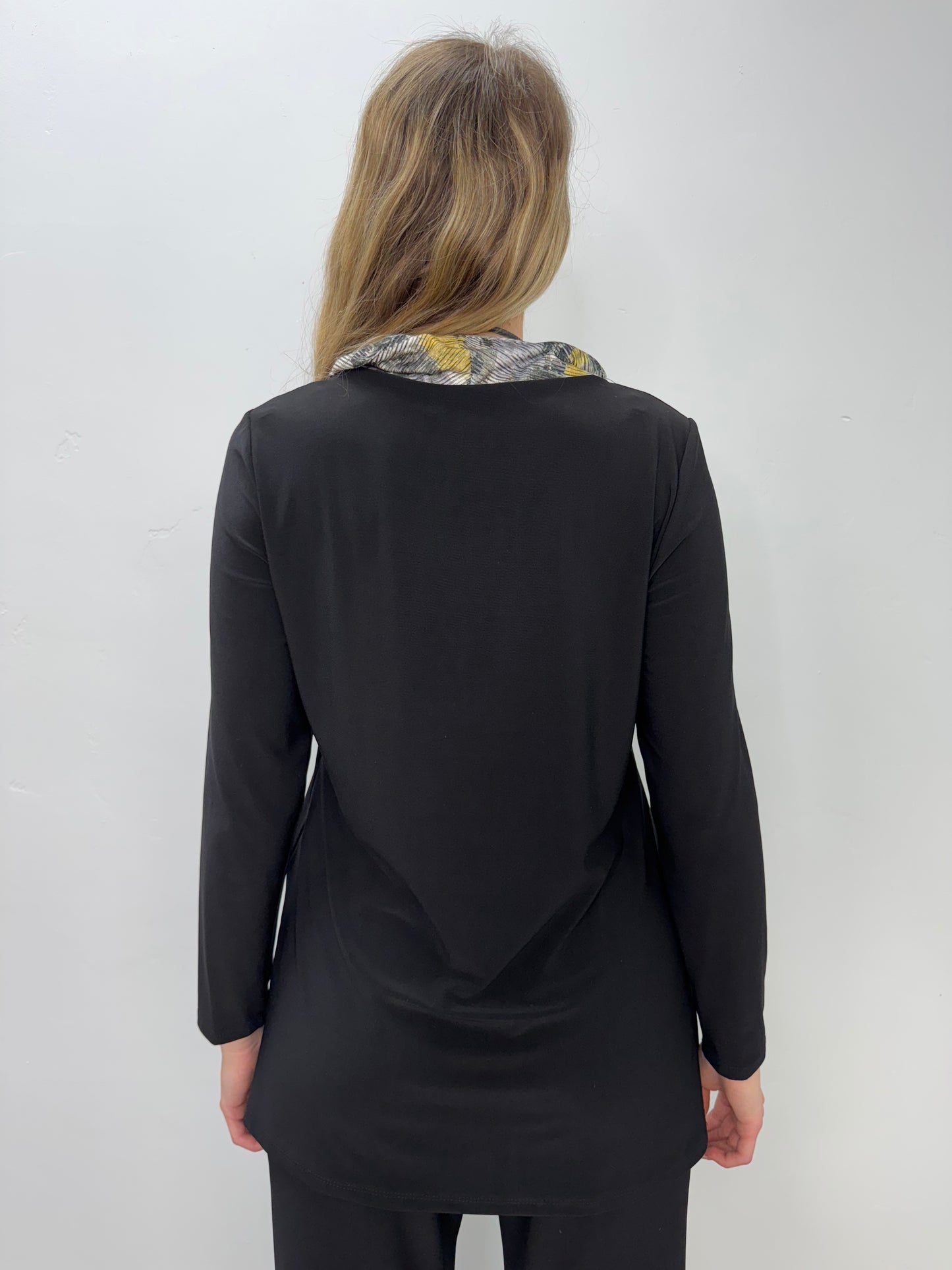 Black ITY Scooped Cowl Neck Collar Detail