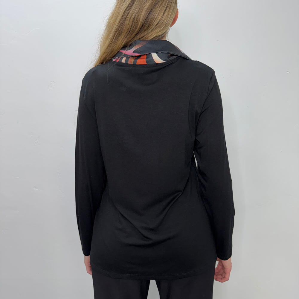 
                  
                    Black Long Sleeve Whimsical Zipper Cowl Neck Top
                  
                