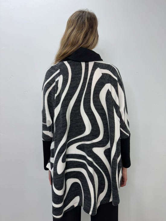 Long Sleeve Swirls Cowl Neck Poncho