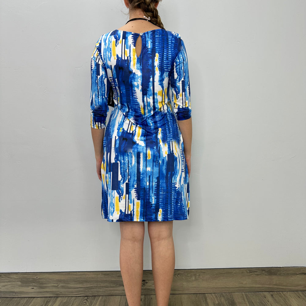 
                  
                    Yellow and Blue Pattern 3/4 Sleeve Dress
                  
                