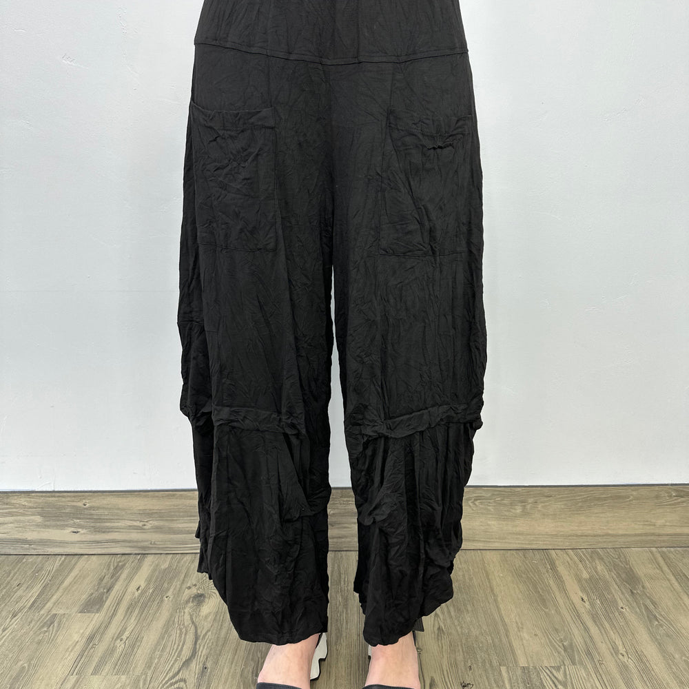 Black Crinkle Full Length Pant