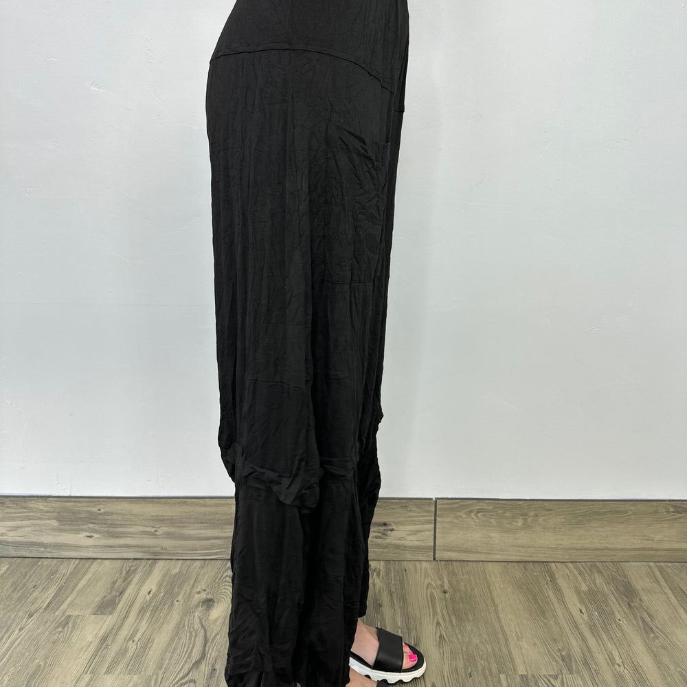 Black Crinkle Full Length Pant