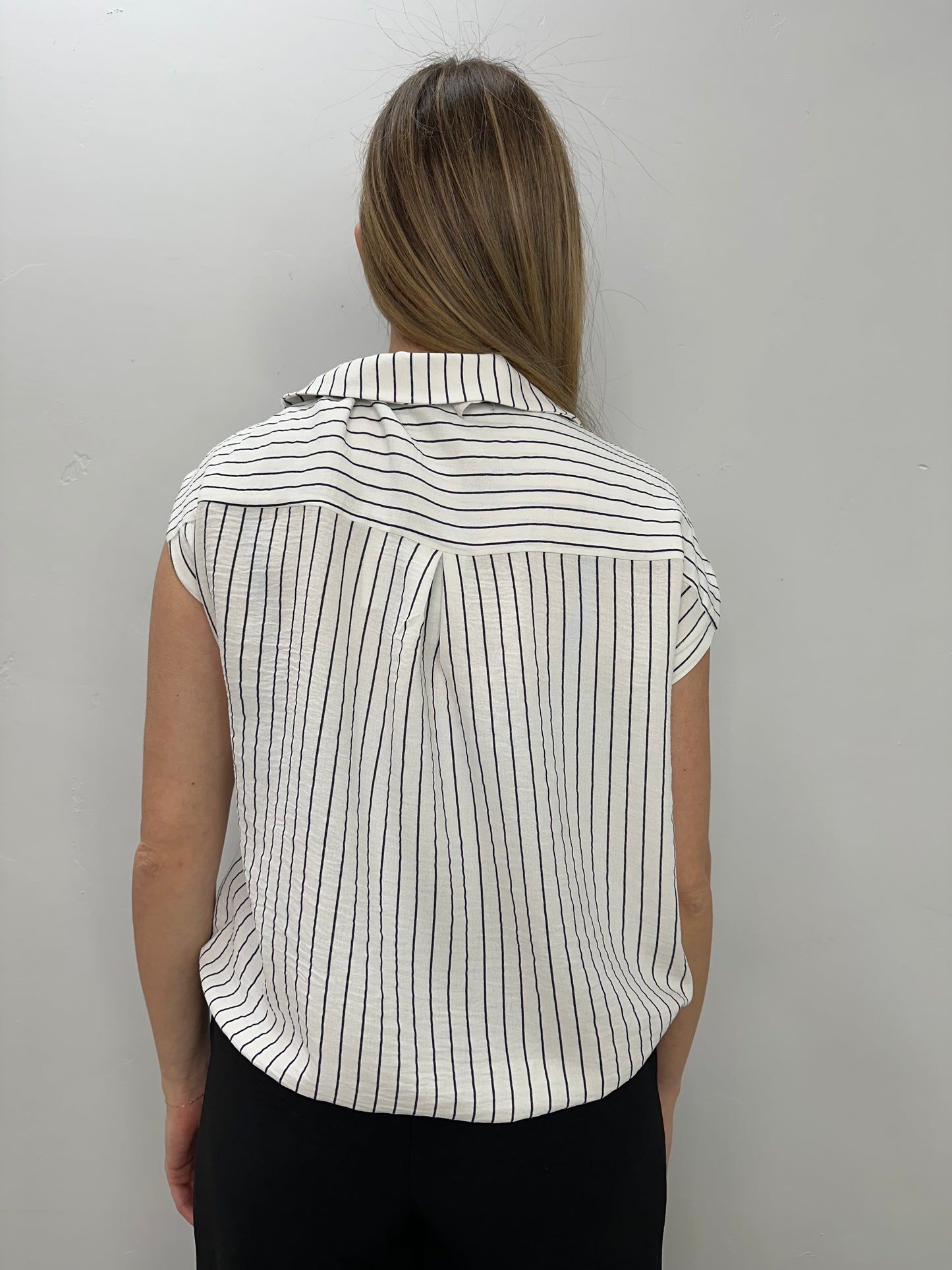 Ivory and Black Stripe Top