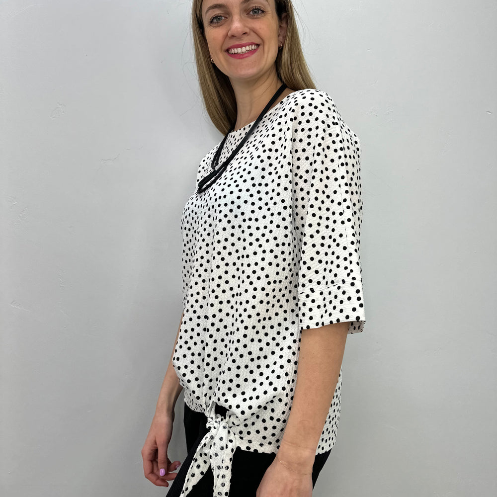 Ivory and Black Pattern 3/4 Sleeve Tunic