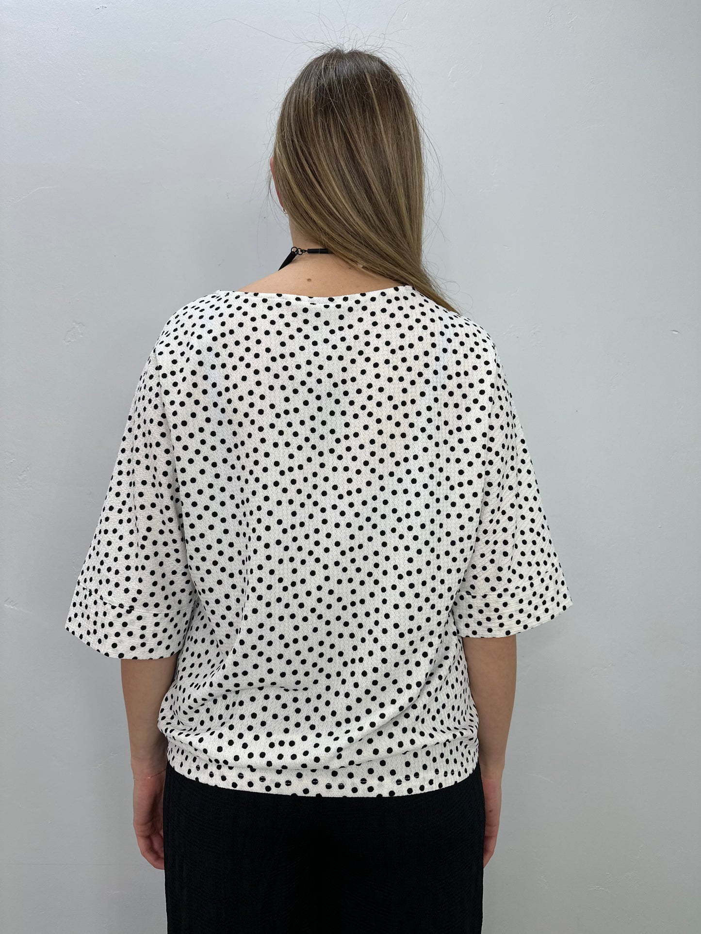 Ivory and Black Pattern 3/4 Sleeve Tunic