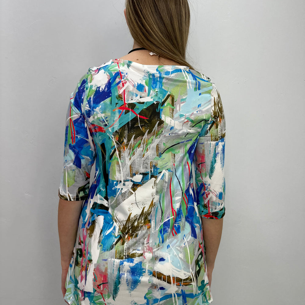 
                  
                    Abstract Green and Blue ITY 3/4 Sleeve Top
                  
                