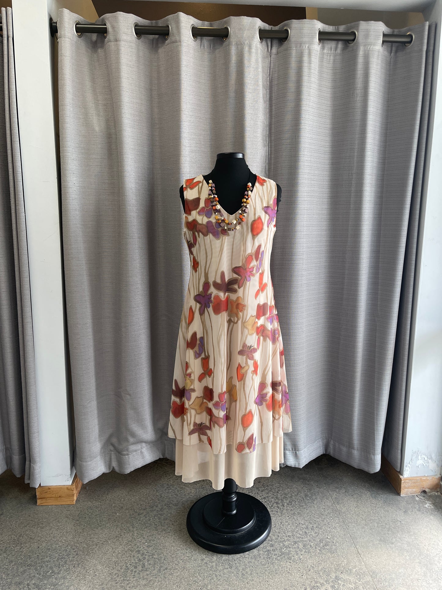 Latte Floral Pattern Double Lined Dress – Twist Boutique