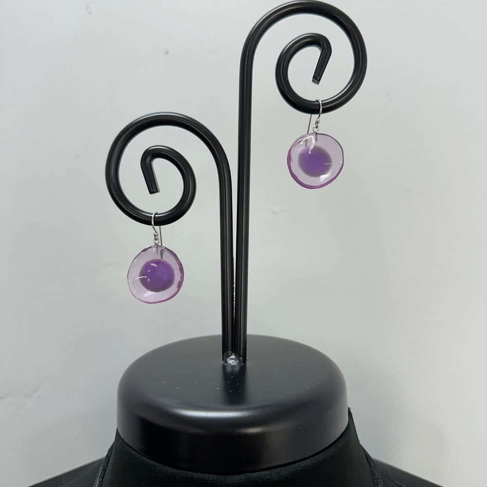 Purple Flora Polyresin Earrings