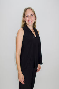 Black Basic V Neck Sleeveless Tank