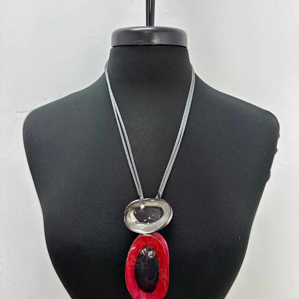 Cherry Red 2 Tier Pendant Necklace