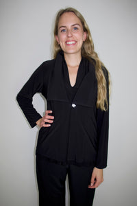 Black One Button Closure Long Sleeve Jacket