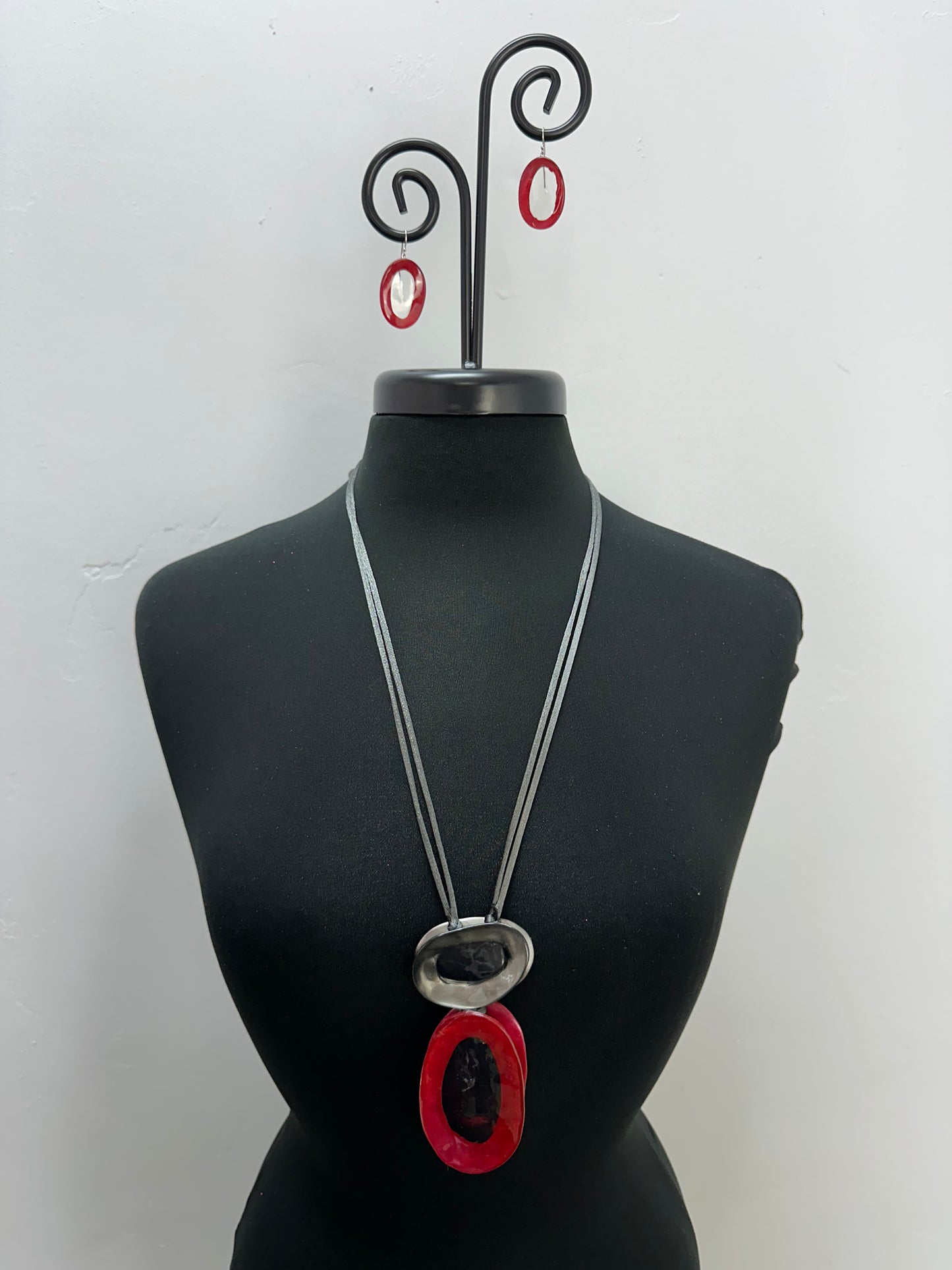 Cherry Red 2 Tier Pendant Necklace