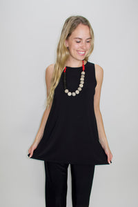 Black Basic High Neck Sleeveless Tank