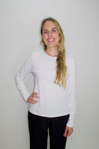 White Basic Long Sleeve Layering Top