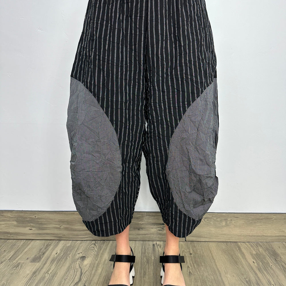 Striped Harem Pant with Knee Detail