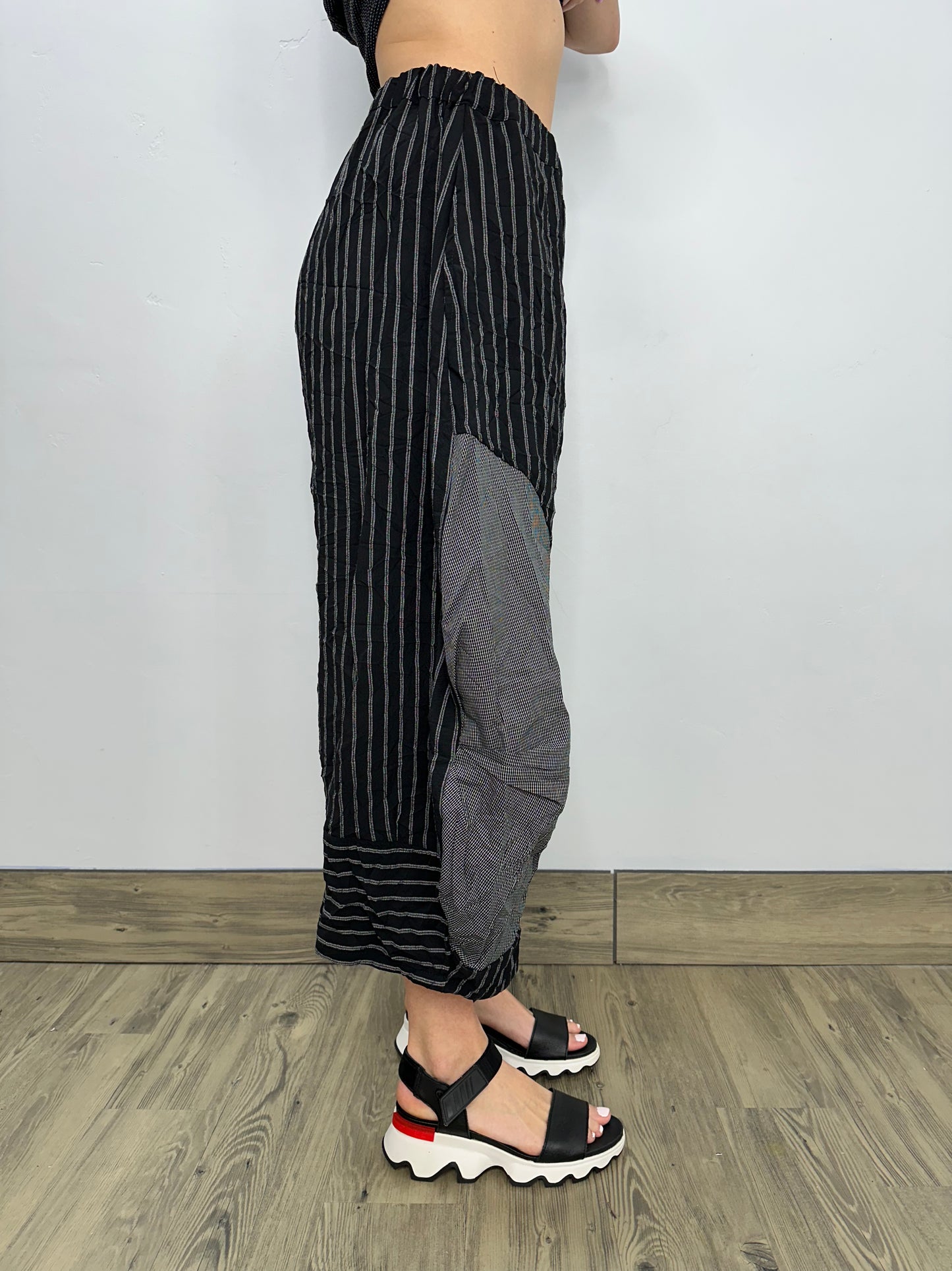 Striped Harem Pant with Knee Detail
