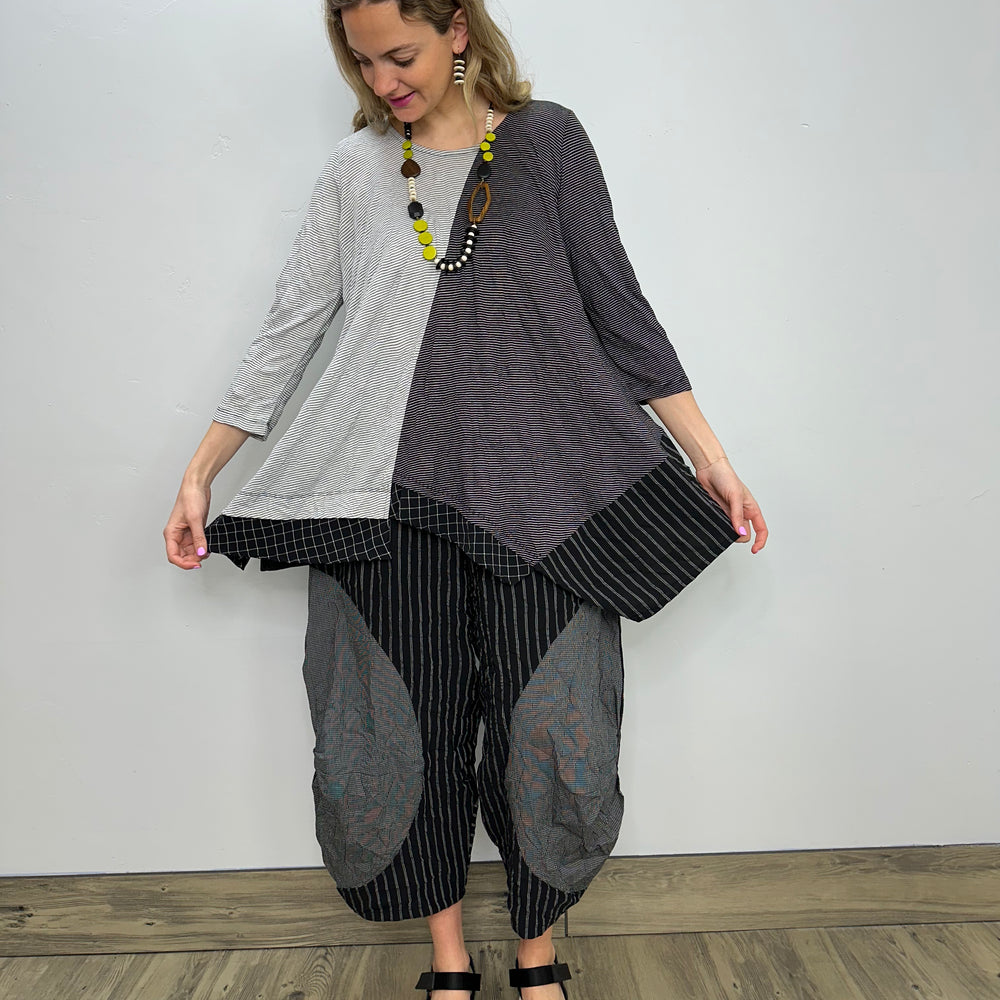 Mixed Media 3/4 Sleeve Tunic Top